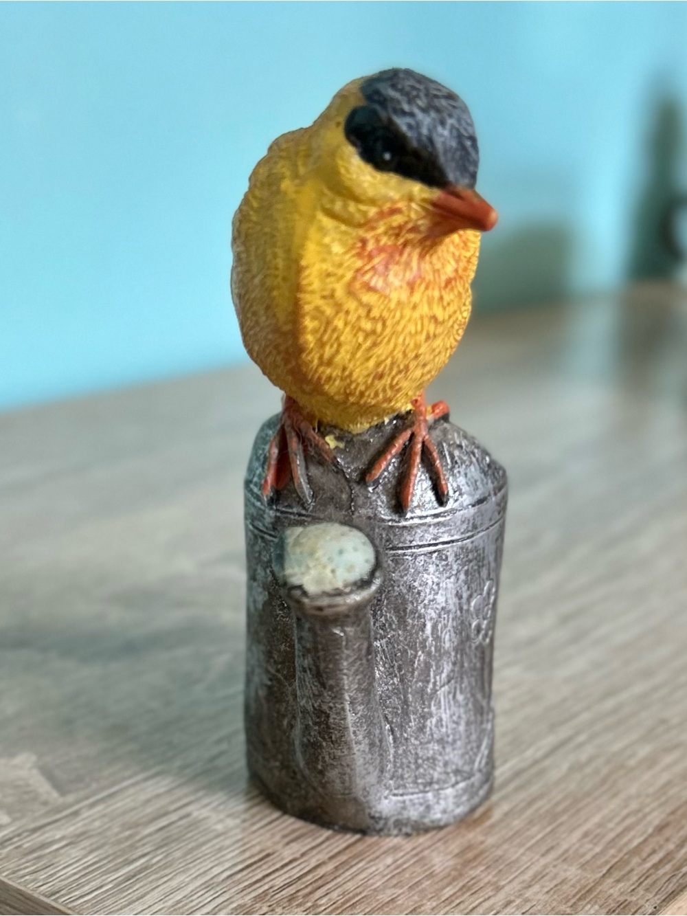 Vintage Bird Figurine with Bird Balancing on Watering Can - Picture 4 of 6
